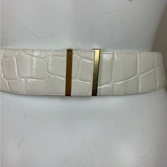 Roberto Dalpra Cream Croc Genuine Leather Bow Belt-Sz 32 main image 5